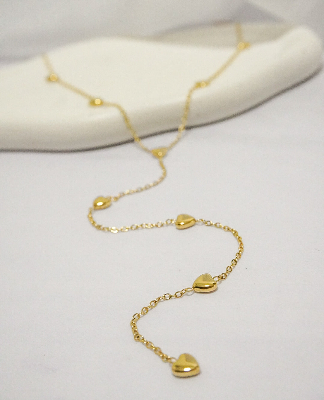 Dangling Hearts Golden Necklace