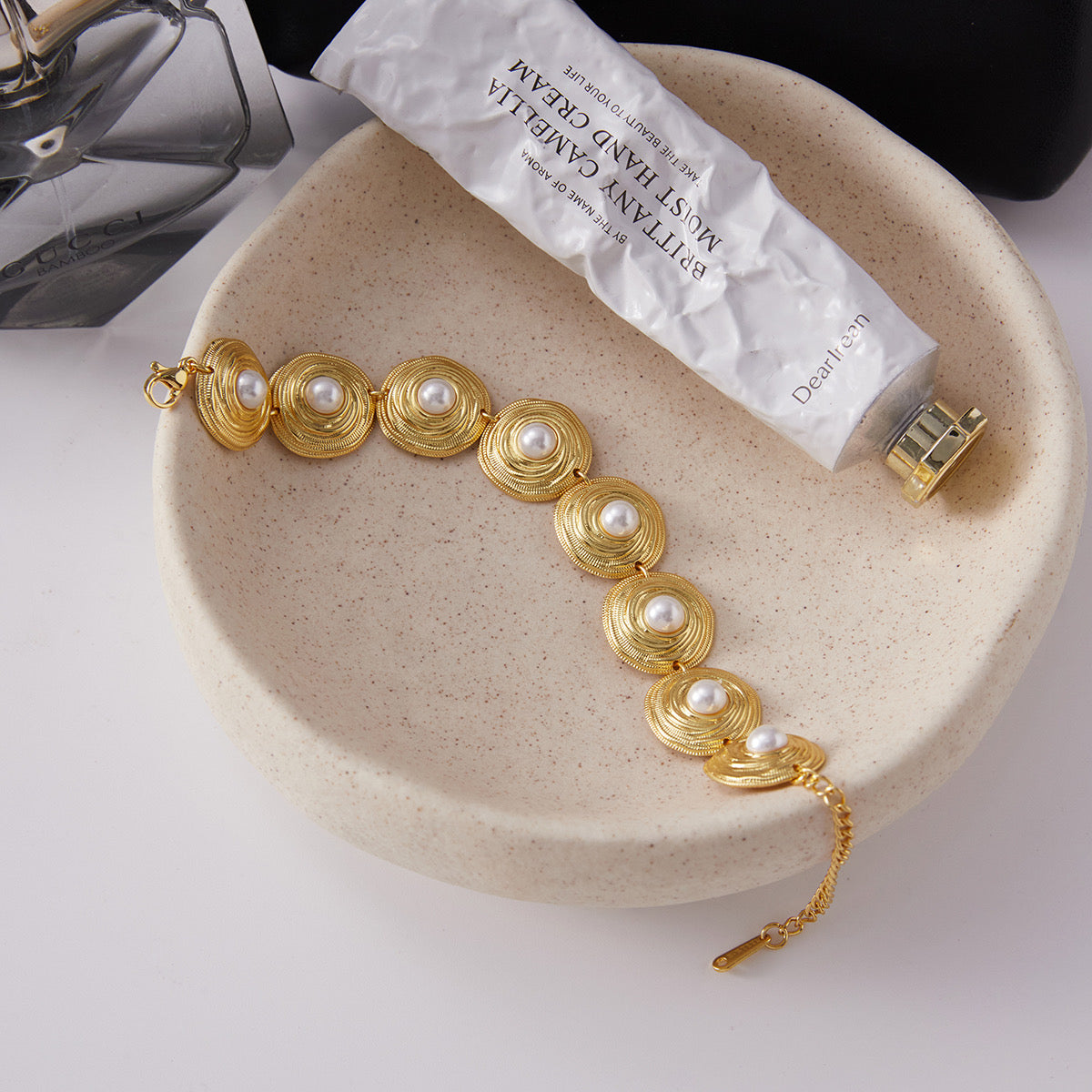 Golden Halo Pearls Bracelet
