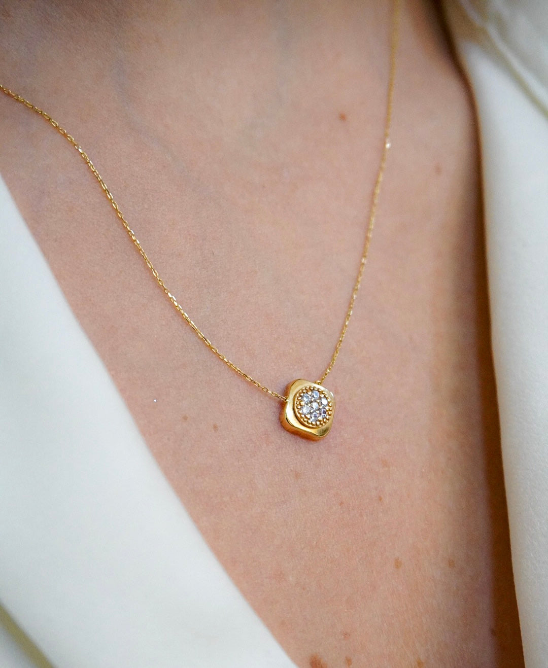 Luxury Square 14k Solid Gold Necklace
