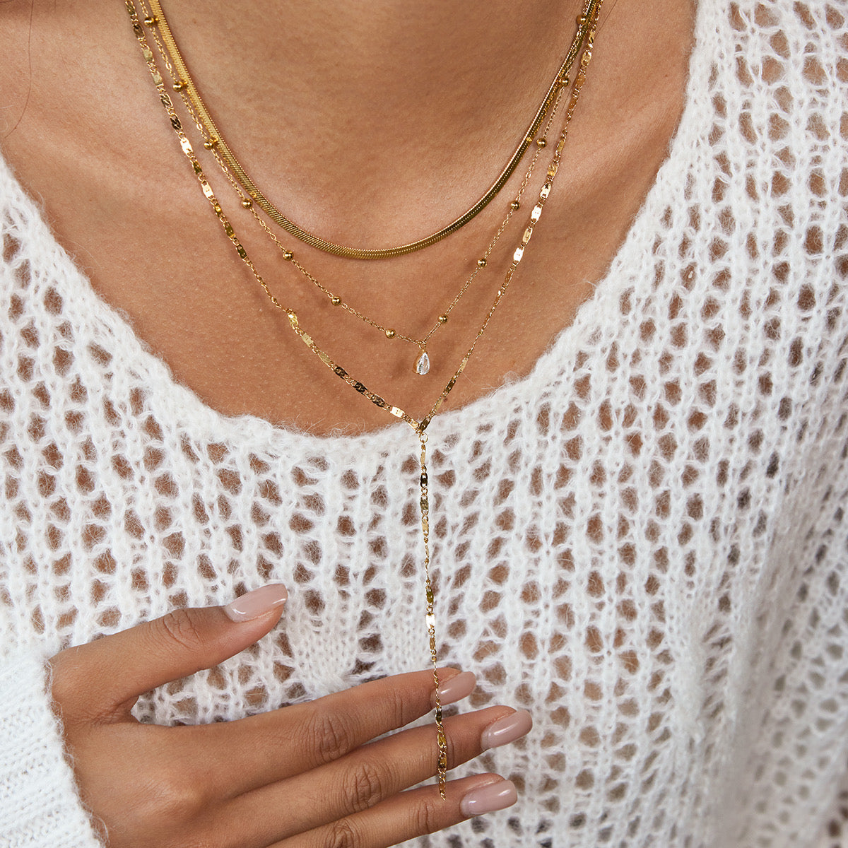 Triple Minimal Touch Necklace