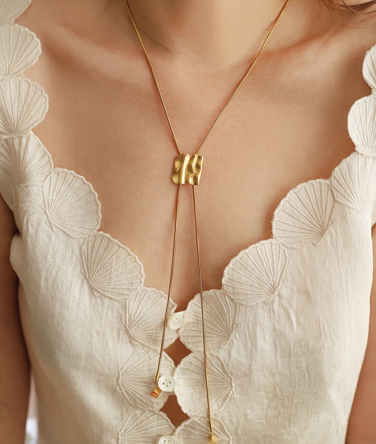 Raw Square Golden Necklace