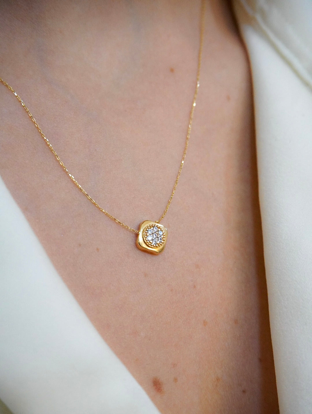 Luxury Square 14k Solid Gold Necklace