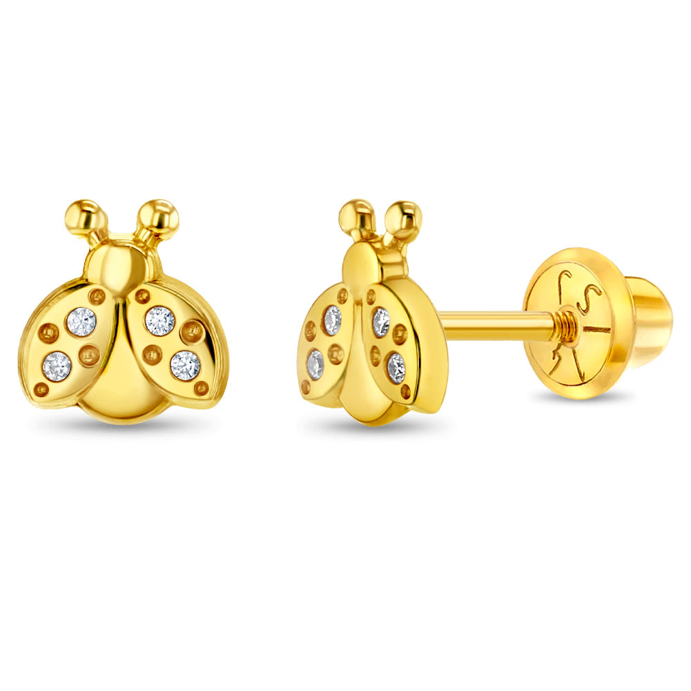Ladybug 14k Solid Gold Earrings