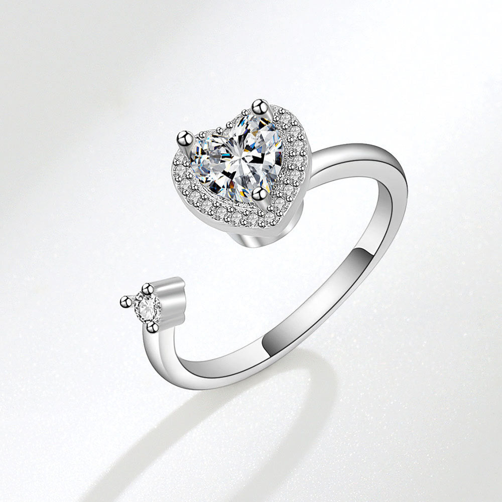 Spinning Silver Heart Ring