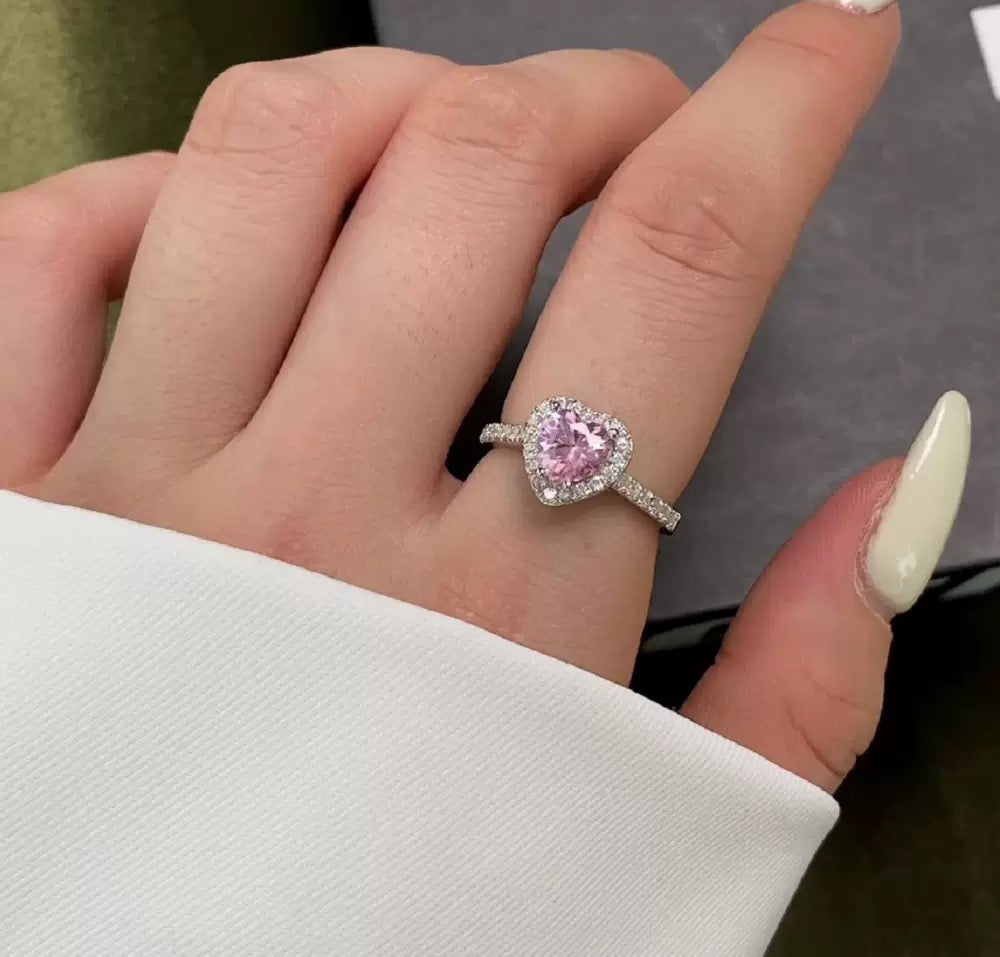 Pink Shiny Heart Ring