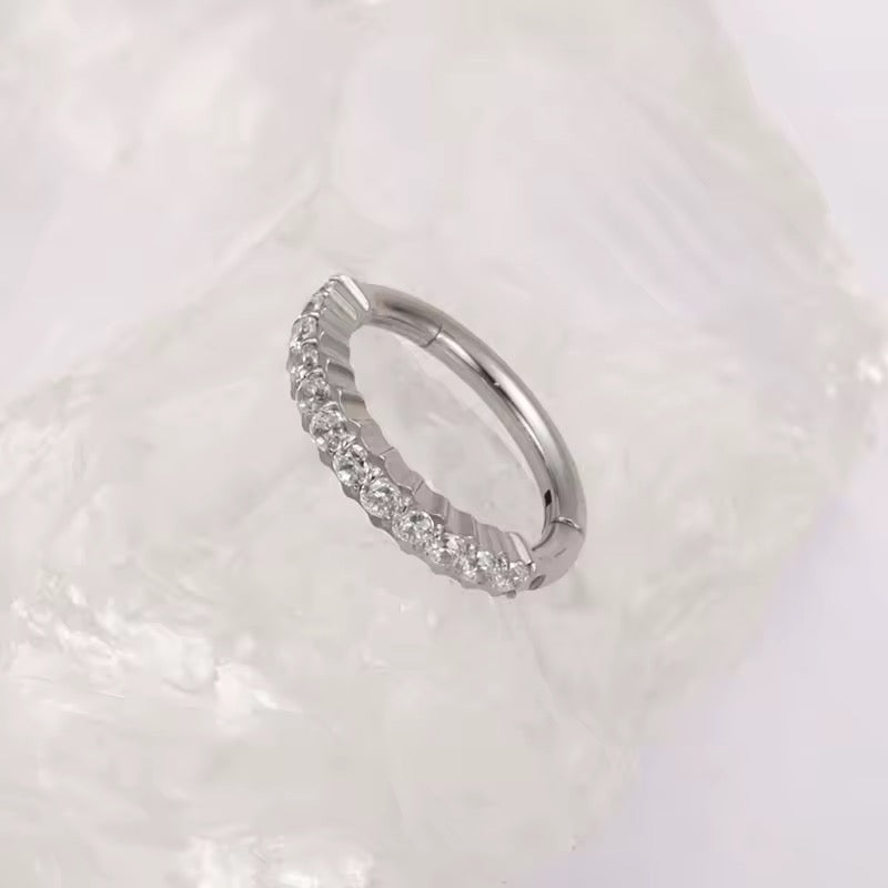 Glam Sparkle Silver Clicker Hoop