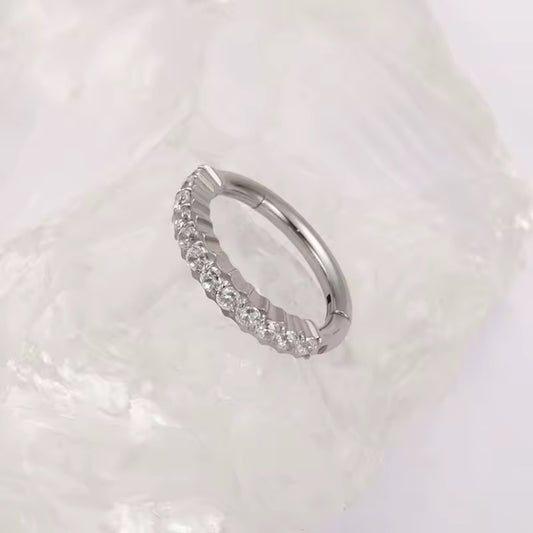 Glam Sparkle Silver Clicker Hoop