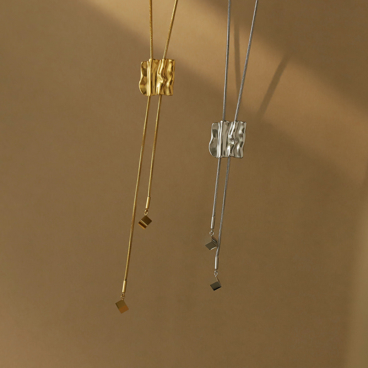 Raw Square Silver Necklace