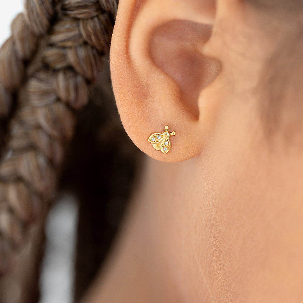 Ladybug 14k Solid Gold Earrings