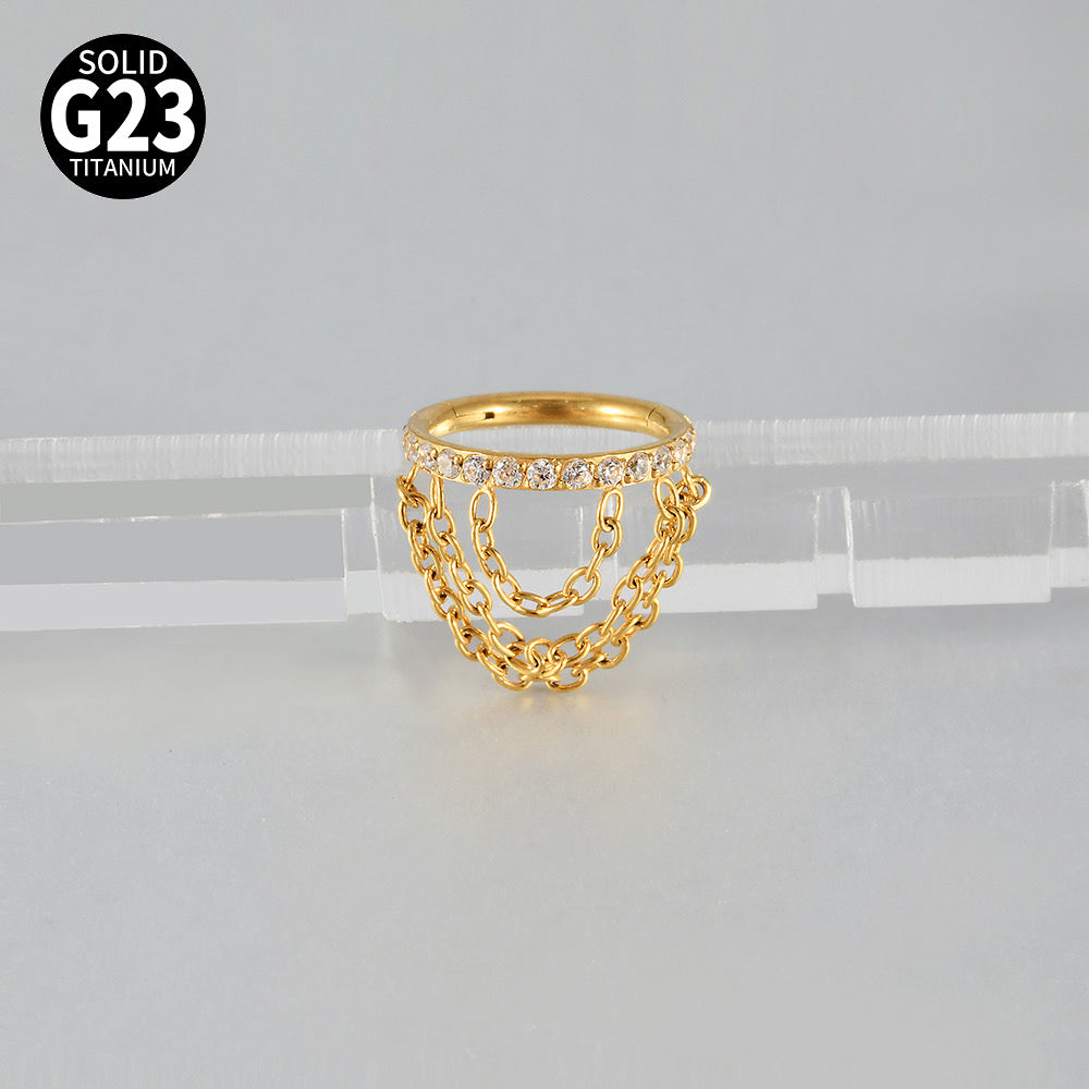 Diamond Triple Chain Clicker Hoop
