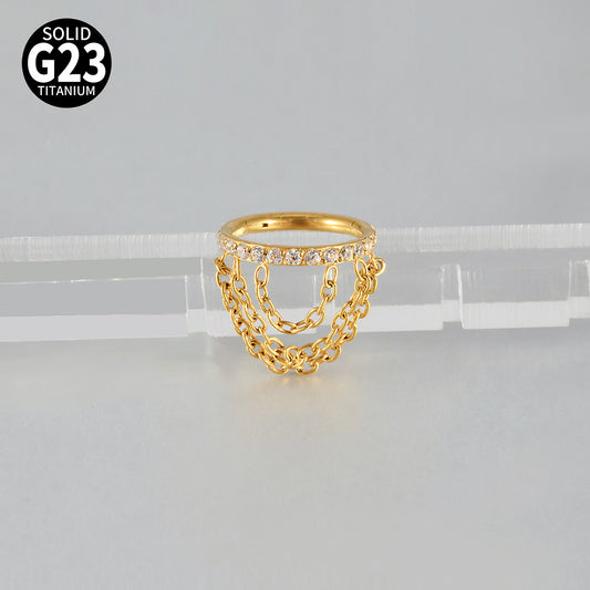 Diamond Triple Chain Clicker Hoop