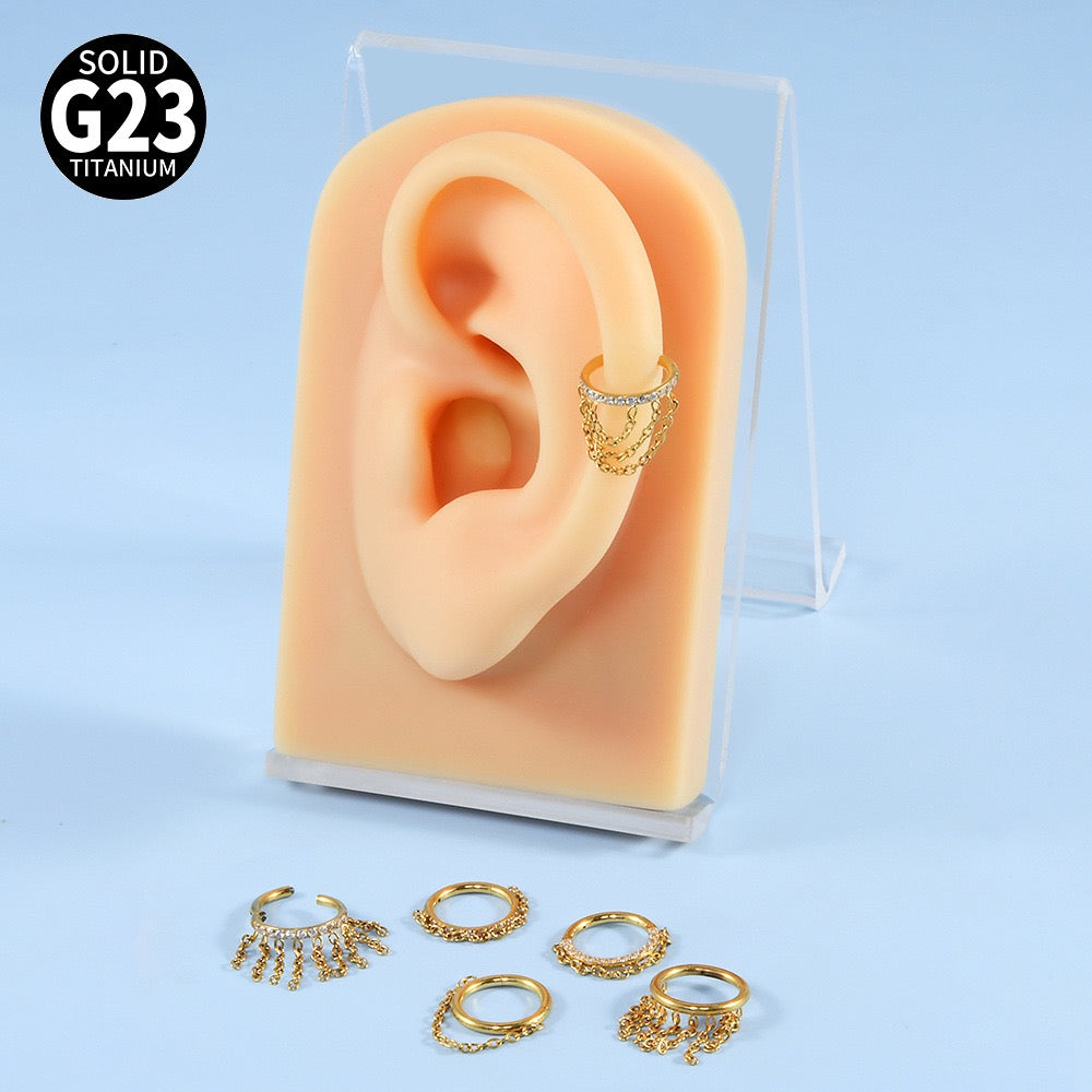 Diamond Triple Chain Clicker Hoop