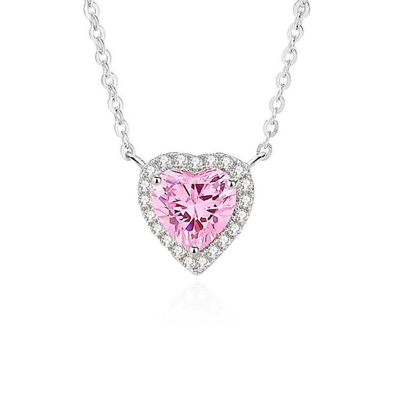 Pink Shiny Heart Necklace