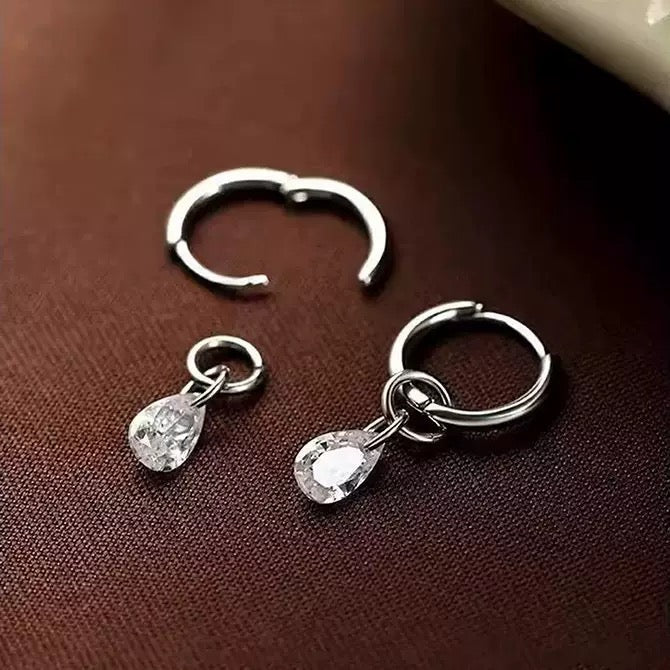 Crystal Drops Golden Hoops