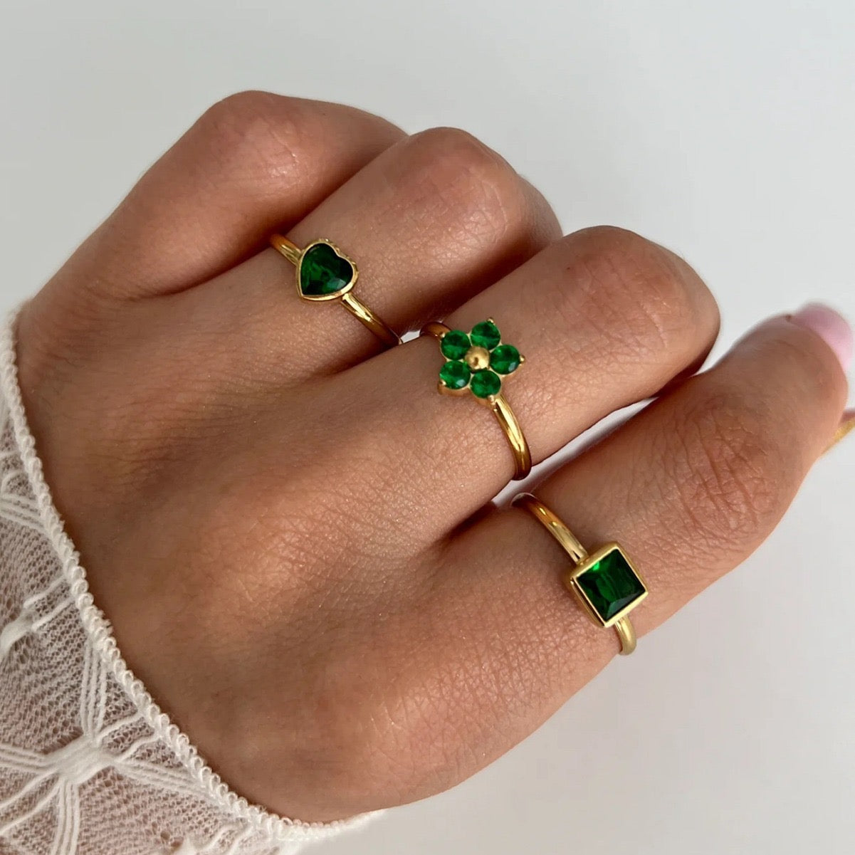 Green Crystal Rings