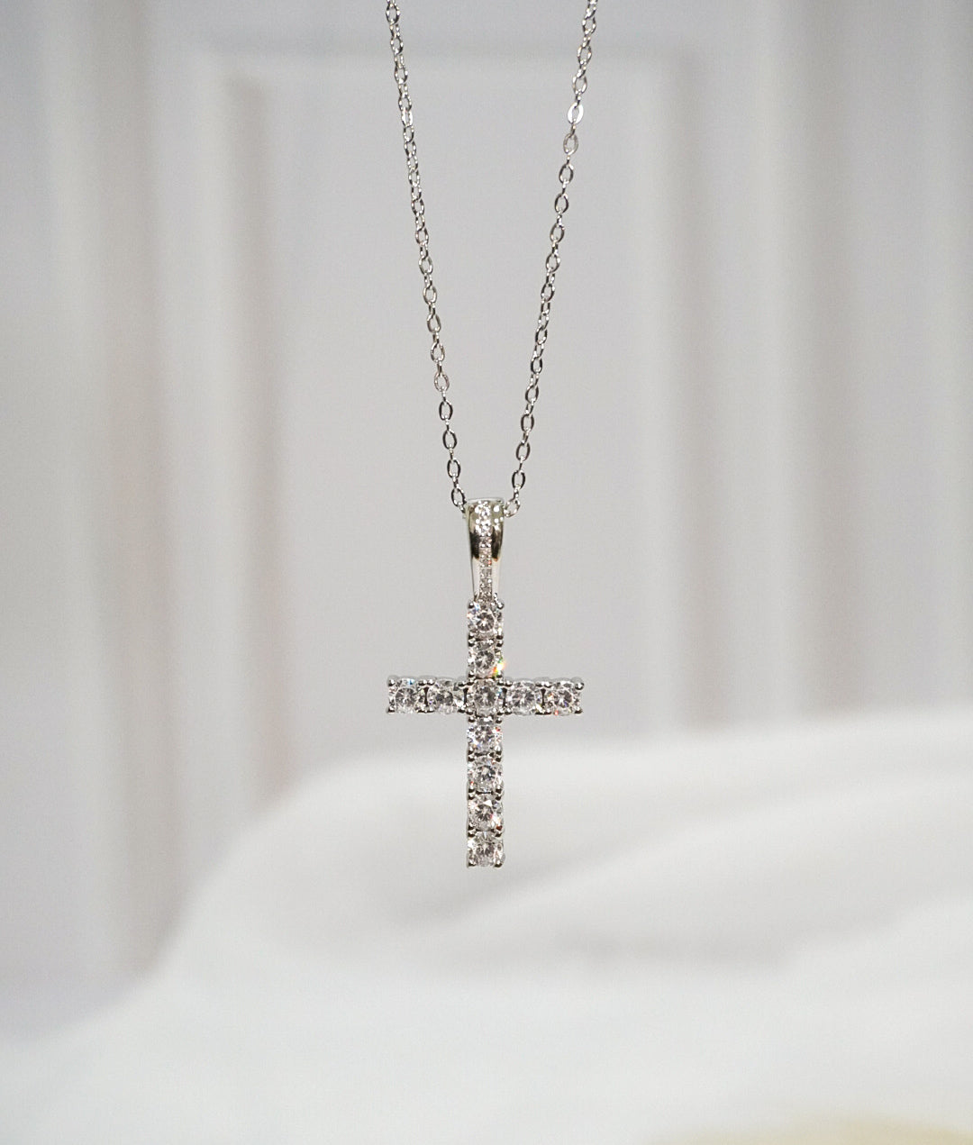 Bright Silver Cross Necklace