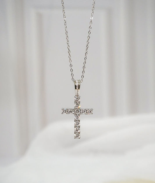 Bright Silver Cross Necklace