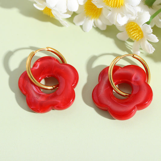 Red Flower Hoops