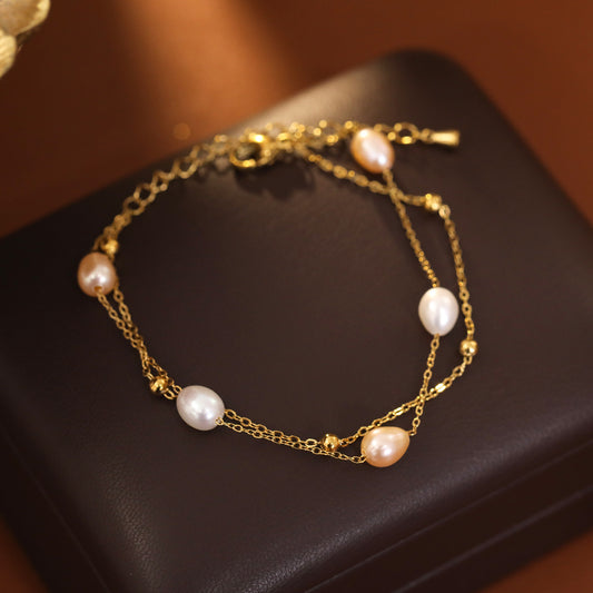 Rosé Natural Pearls Bracelet