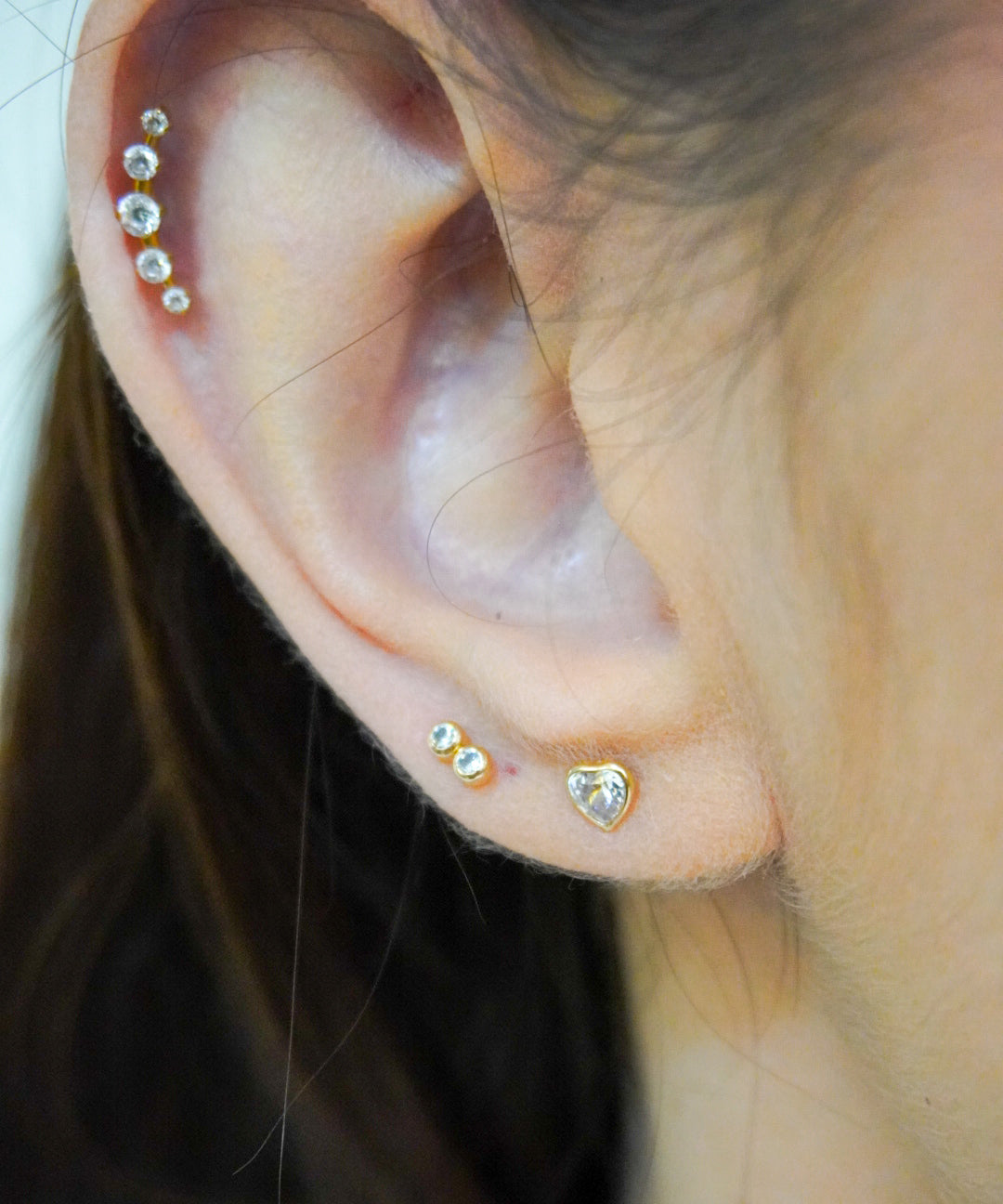 Double Shine 14k Solid Gold Earrings