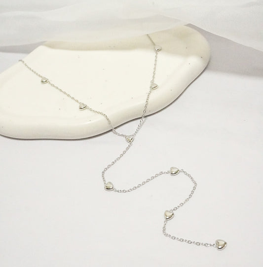 Dangling Hearts Silver Necklace
