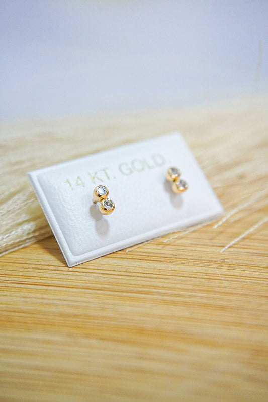 Double Shine 14k Solid Gold Earrings