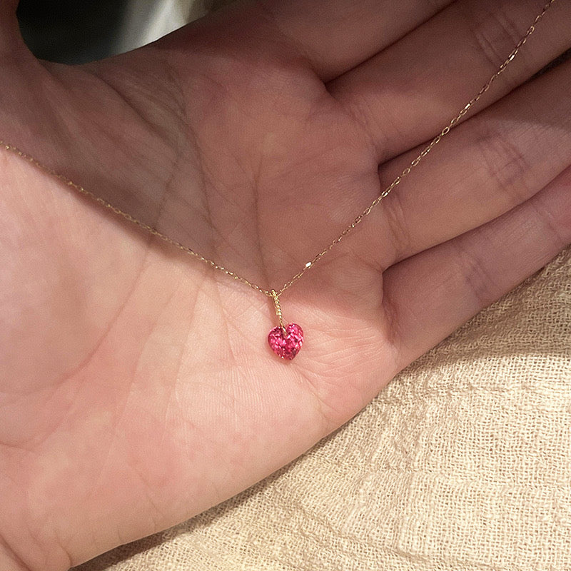 Red Heart Golden Necklace
