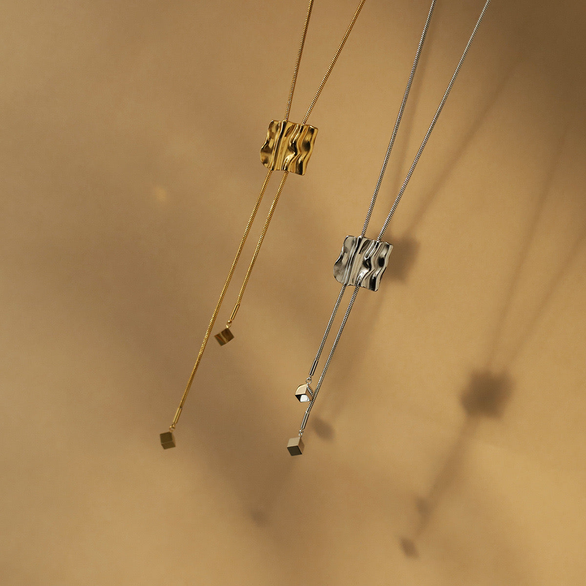 Raw Square Silver Necklace