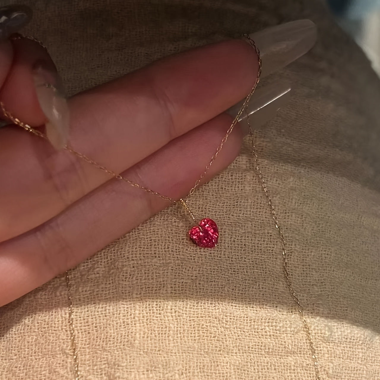 Red Heart Golden Necklace