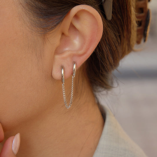 Voltage Silver Chain Hoops