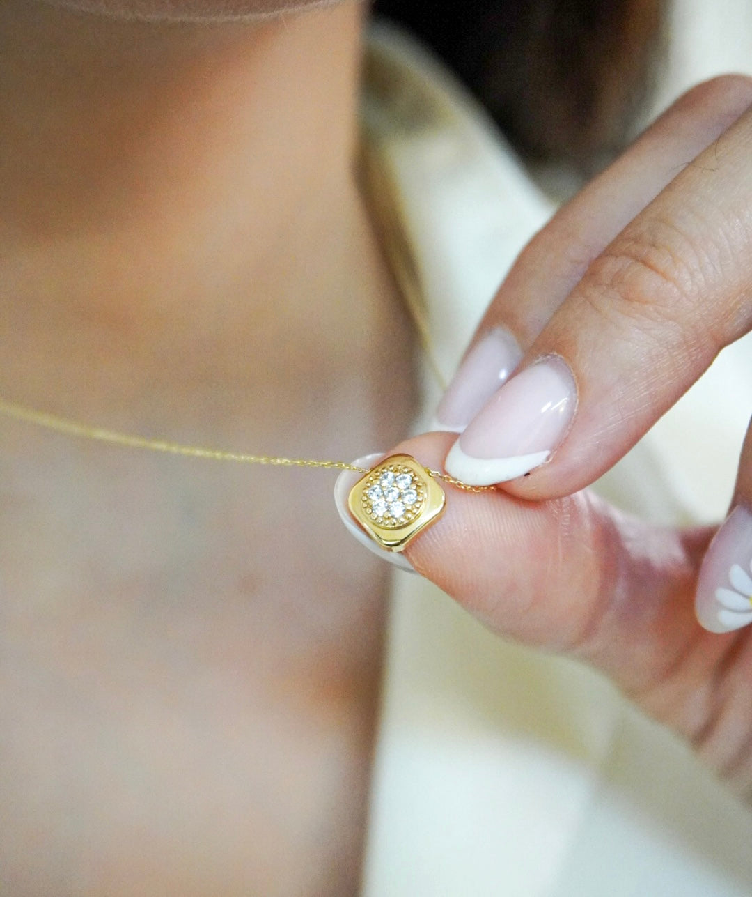 Luxury Square 14k Solid Gold Necklace