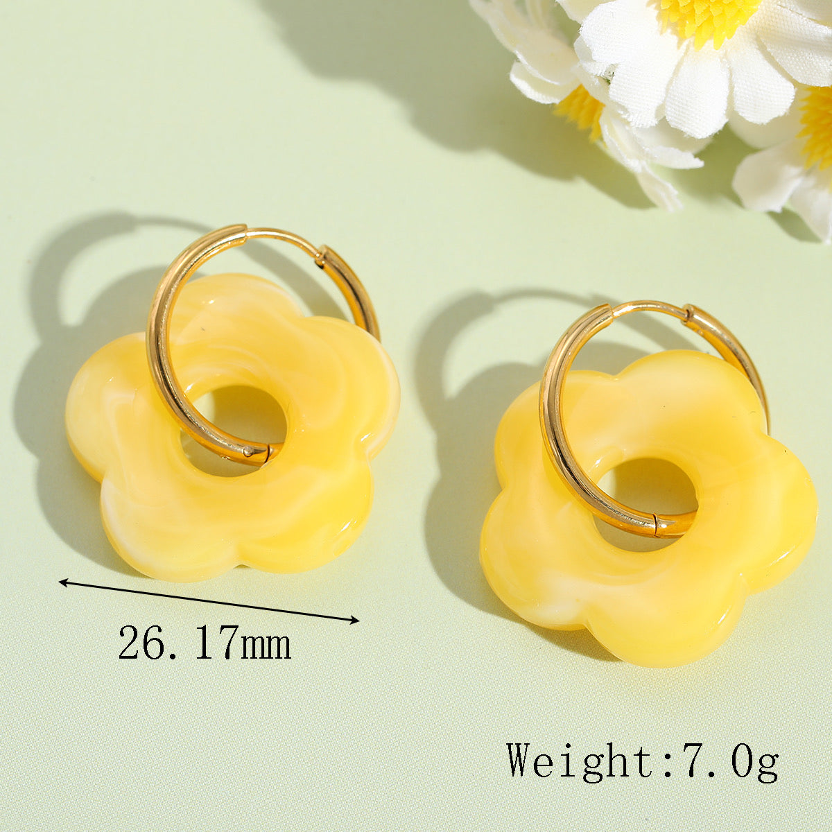 Yellow Flower Hoops