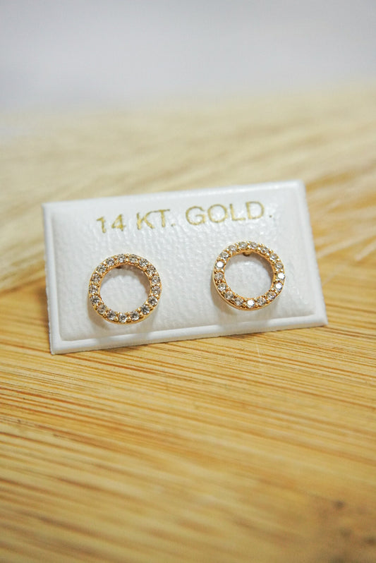 Luxury Circle 14k Solid Gold Earrings