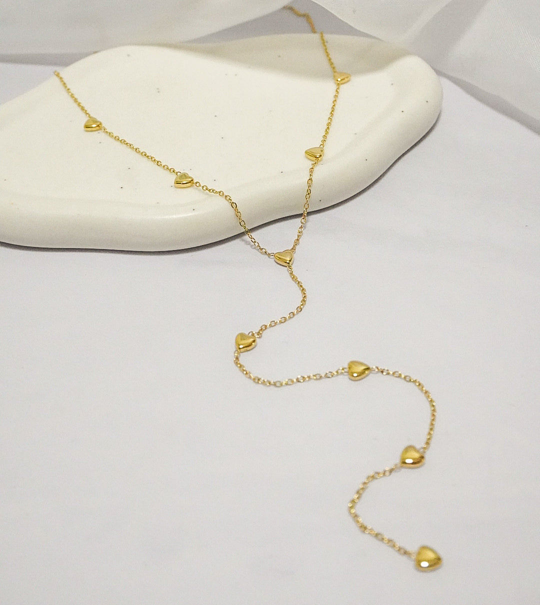 Dangling Hearts Golden Necklace