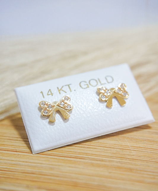 Bow 14k Solid Gold Earrings