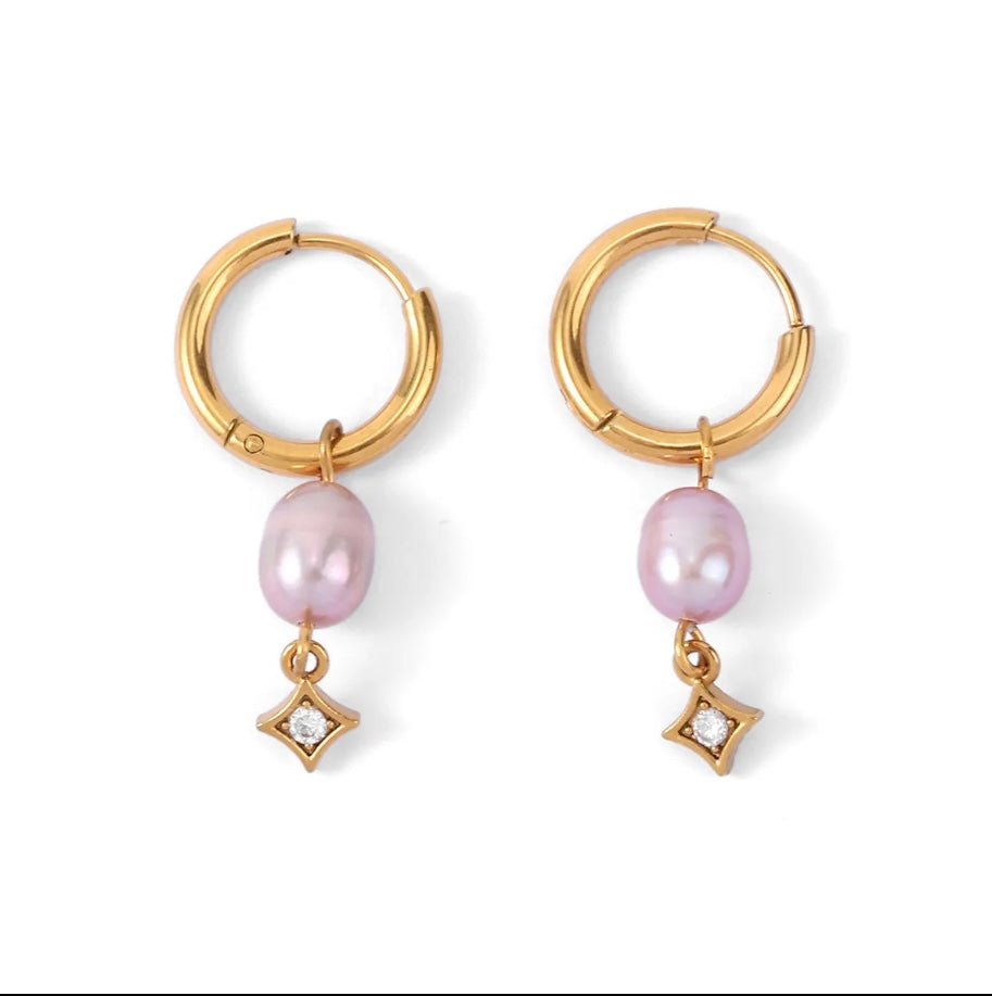 Lilac Pearl Hoops