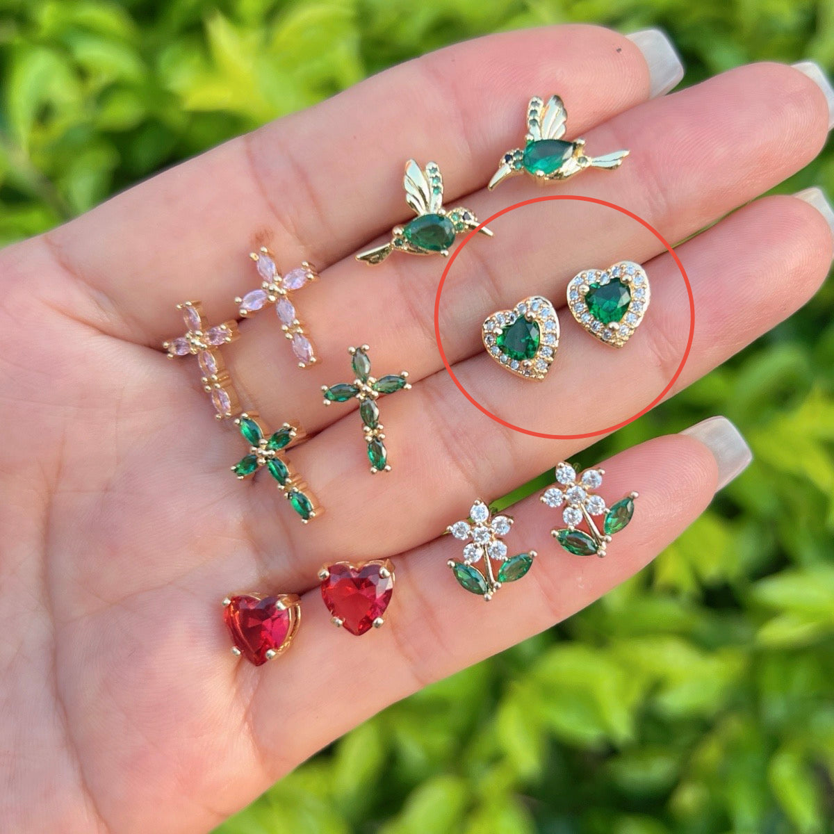 Green Heart Studs