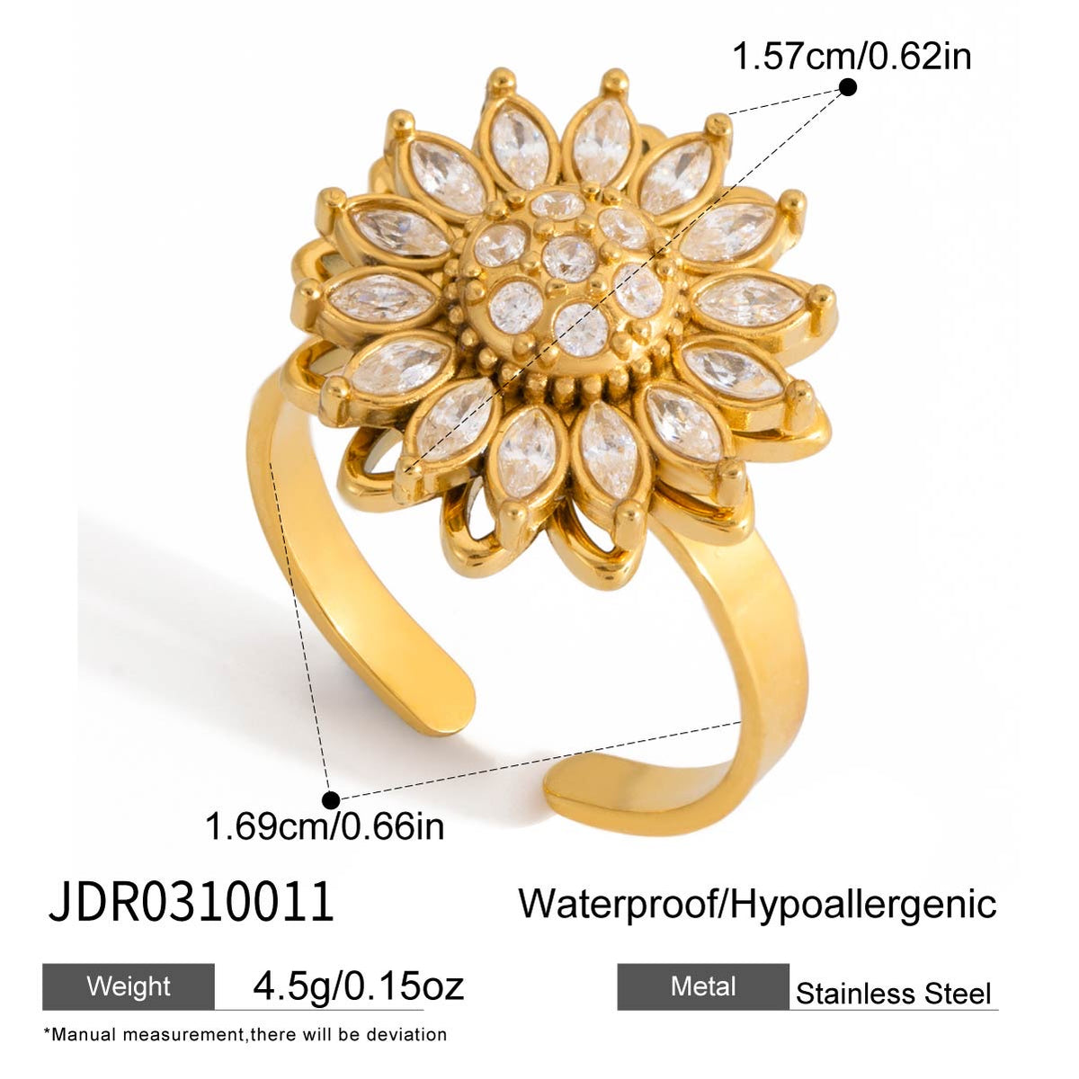 Sunflower Crystal Ring