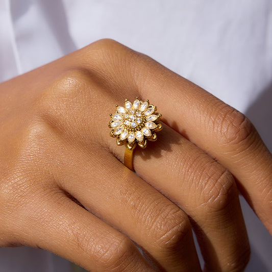 Sunflower Crystal Ring