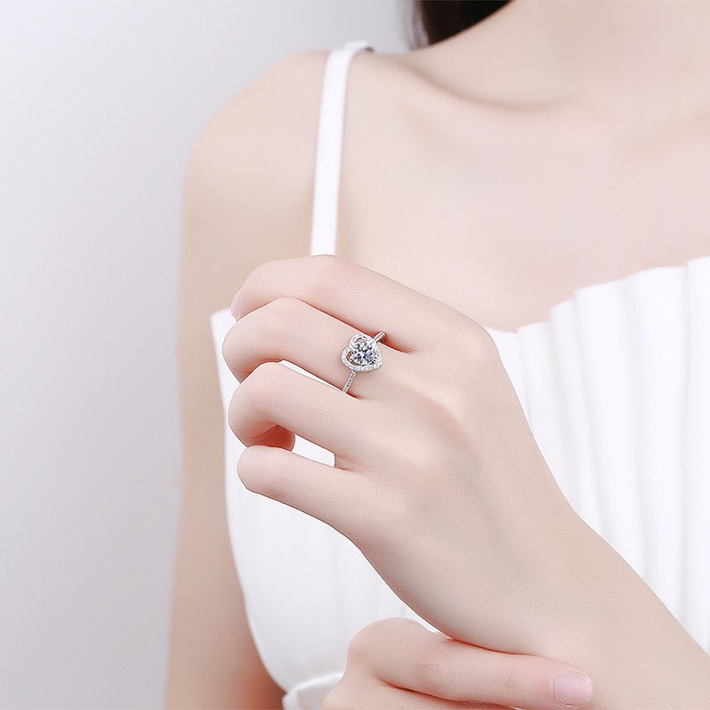 Moissanite Heart Ring