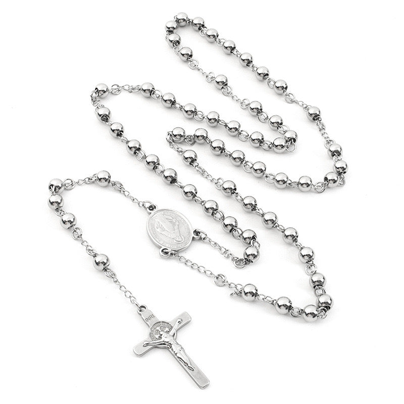 Silver Rosary Necklace