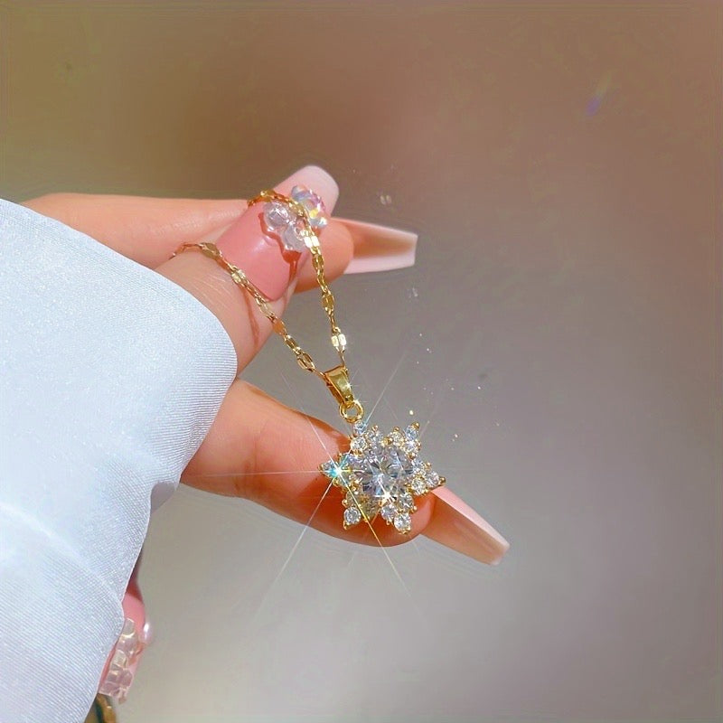 Golden Snowflake Necklace