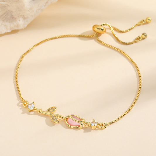 Soft Pink Tulip Bracelet