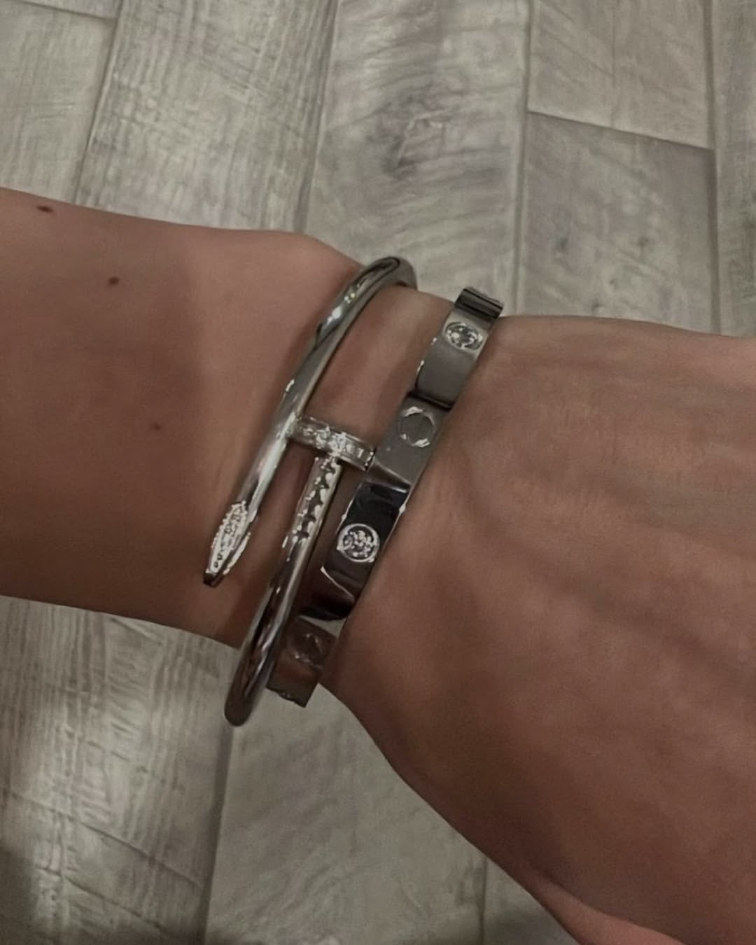 Love Clear& Crystal Silver Bracelet