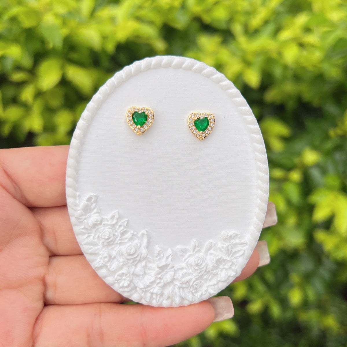 Green Heart Studs