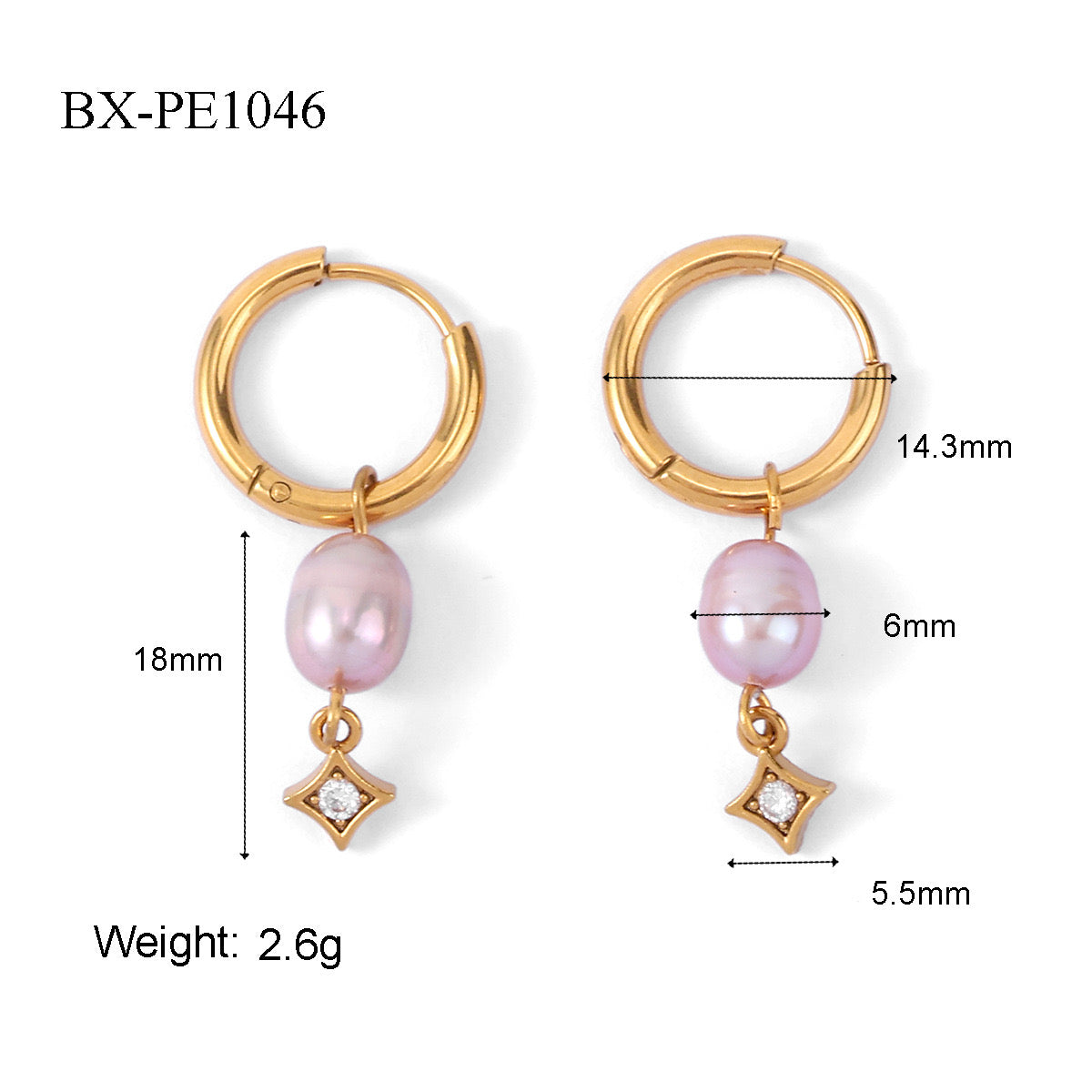 Lilac Pearl Hoops