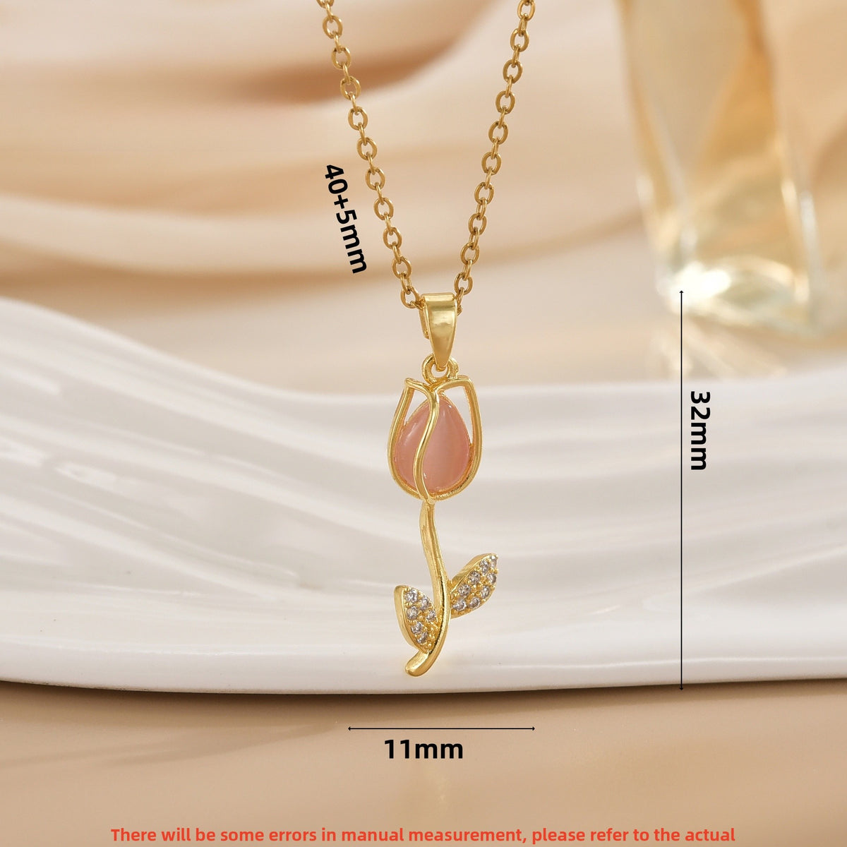 Soft Pink Tulip Necklace