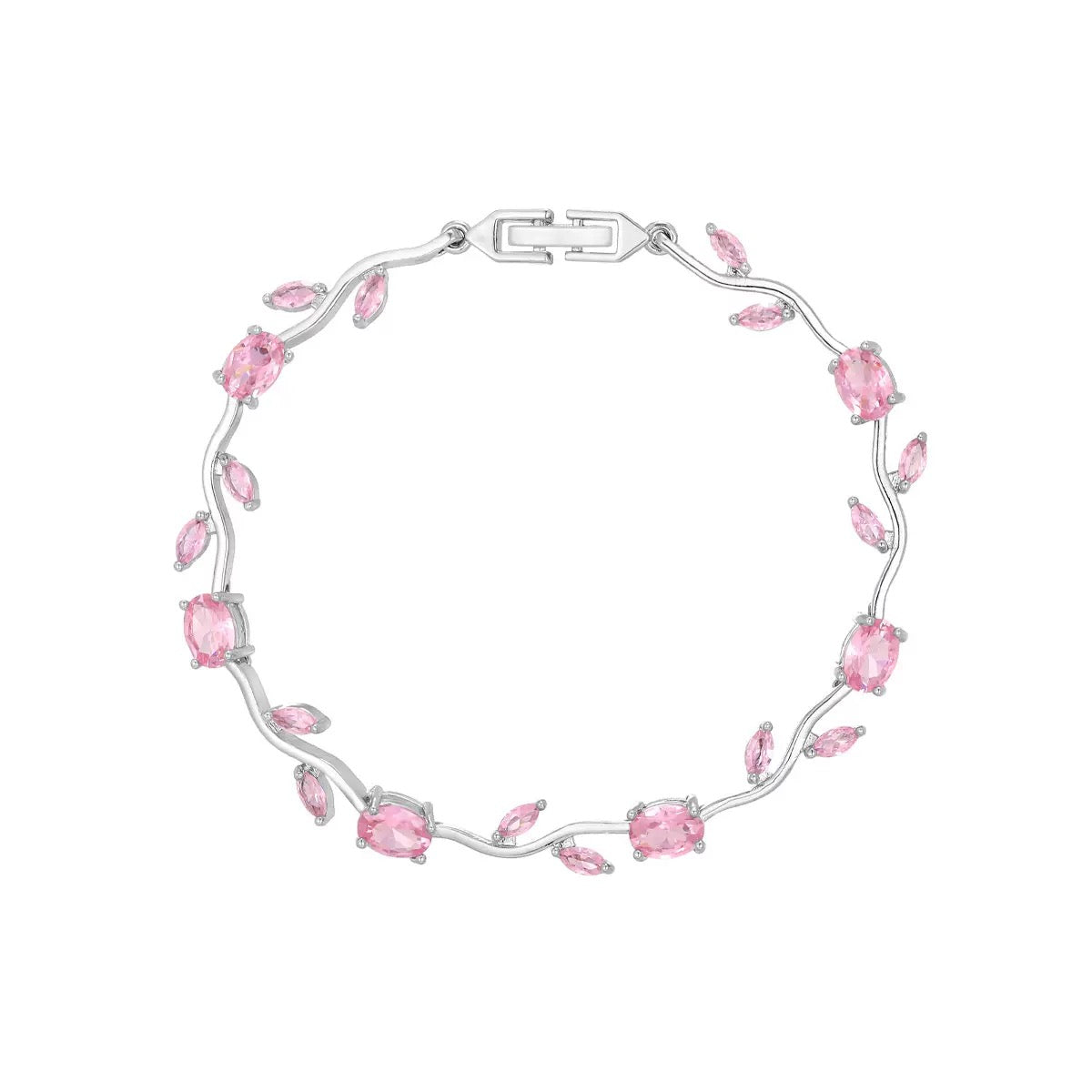Pink Shiny Tulip Silver Bracelet