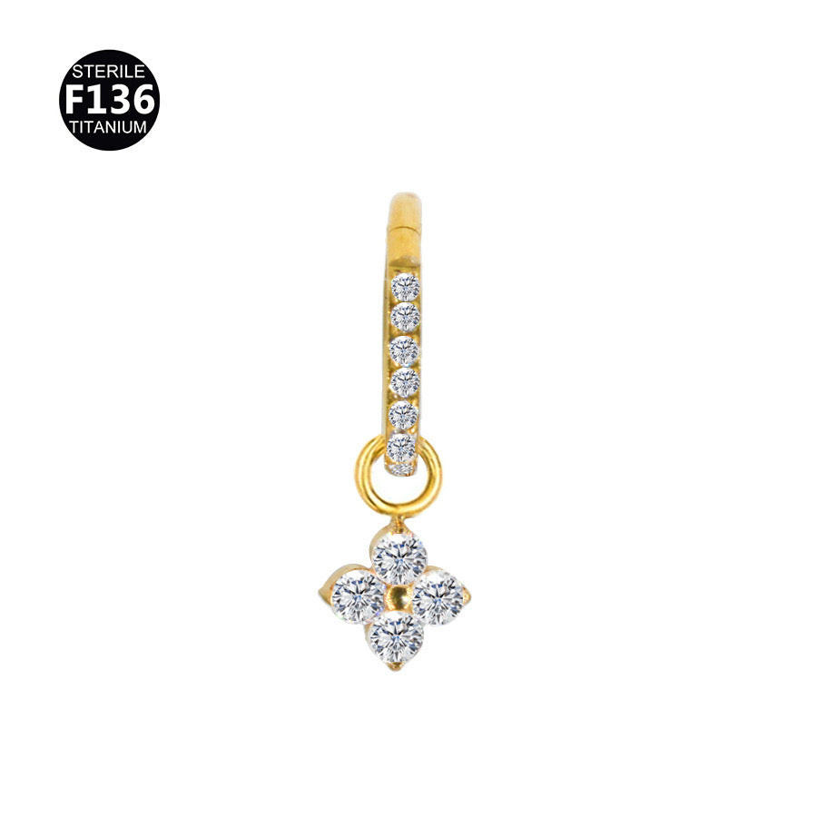 Flower Dangling Charm Clicker Hoop