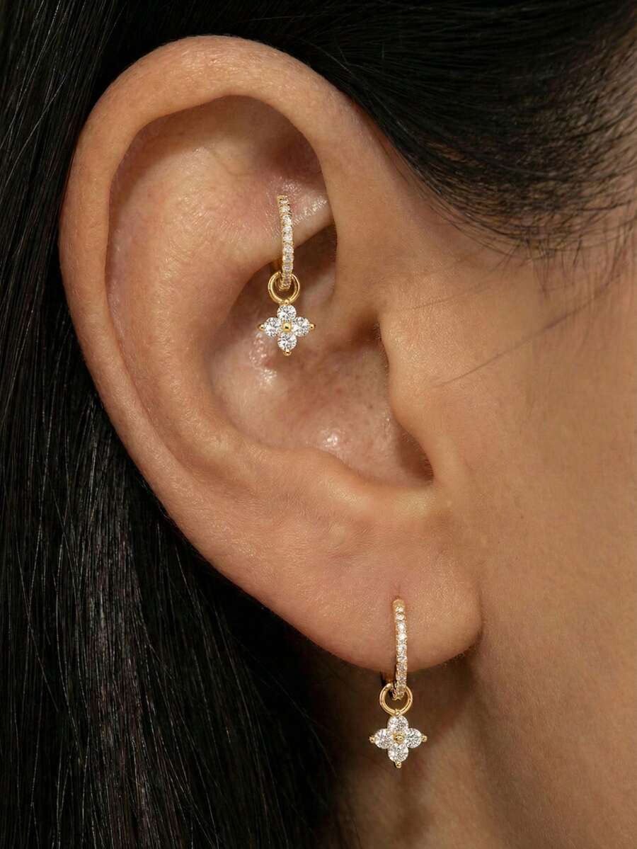 Flower Dangling Charm Clicker Hoop